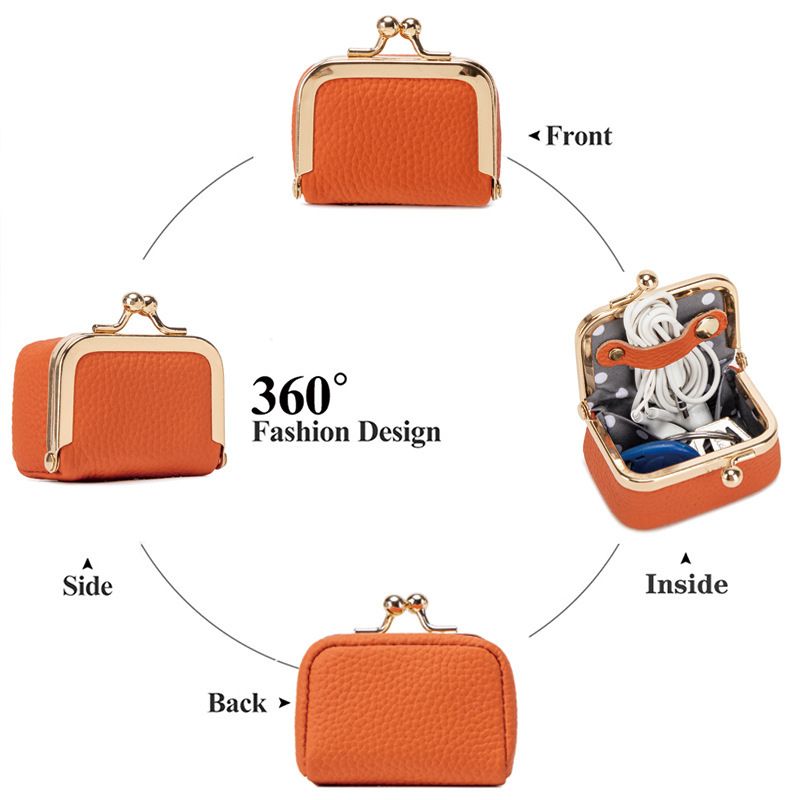 Genuine Leather Mini Kiss-Lock Pouch | Jewelry & Earbuds Case - Image 7