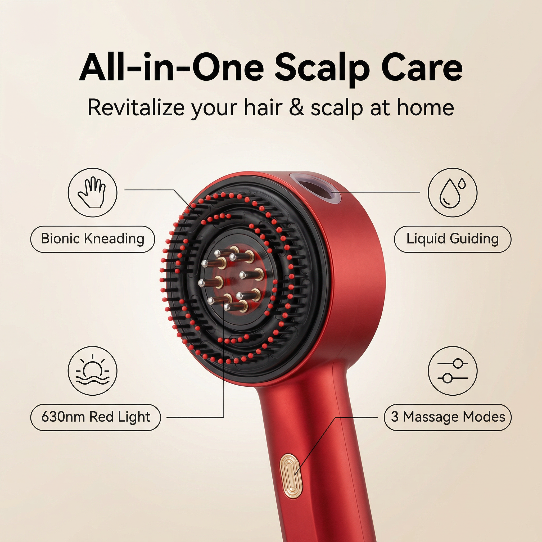 3-in-1 Red Light Scalp Massager | Hair Growth Applicator & Kneading Comb for Relaxation - Image 6