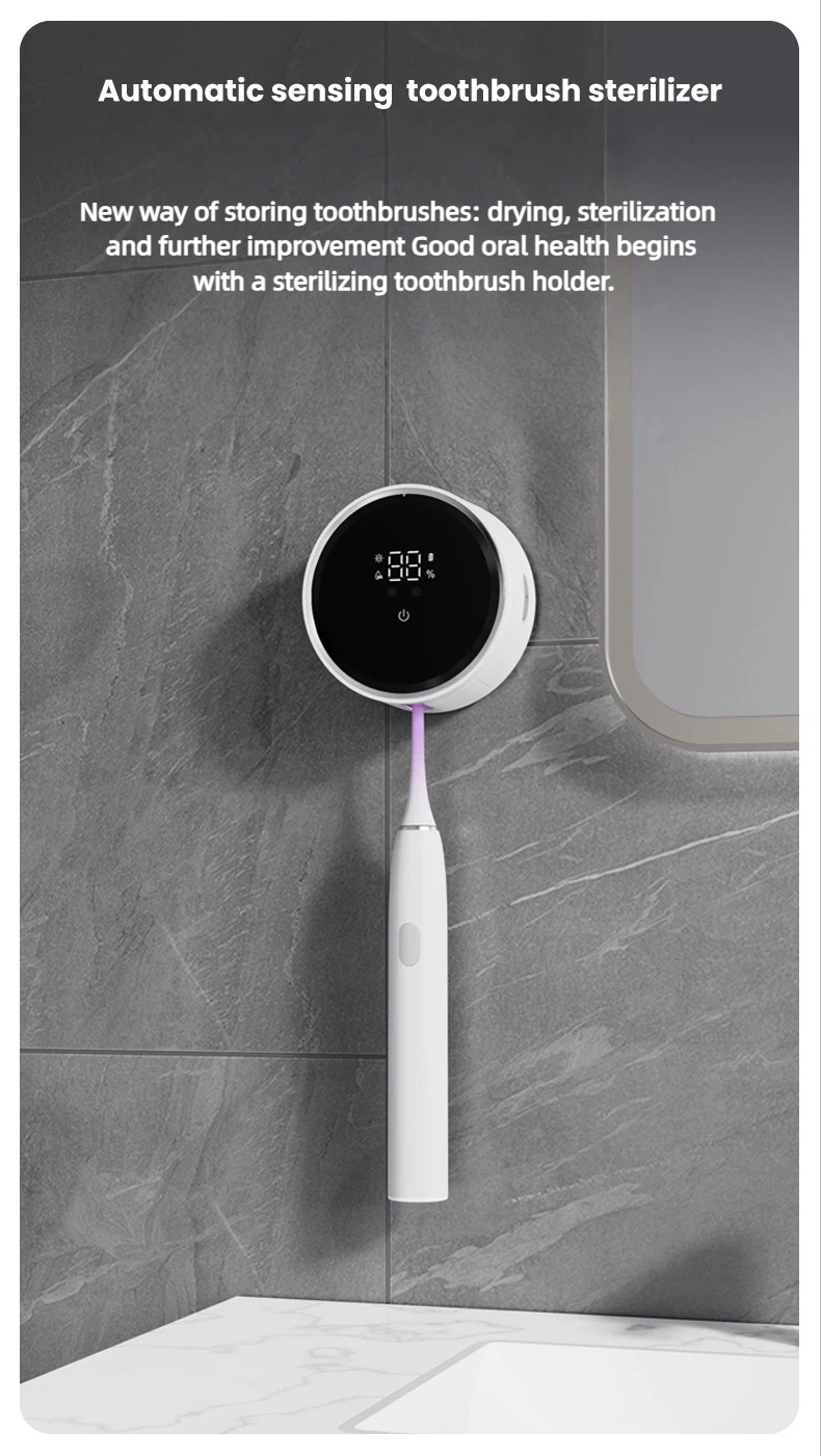 Toothbrush Holders for Bathroom,Toothbrush Sanitizer Holder, Tooth Brush Wall-Mounted Cleaner Organizer with Auto-Inductive Cover, Air Drying Fits Most Electric, Manual and Kids’ Toothbrushes - Image 3